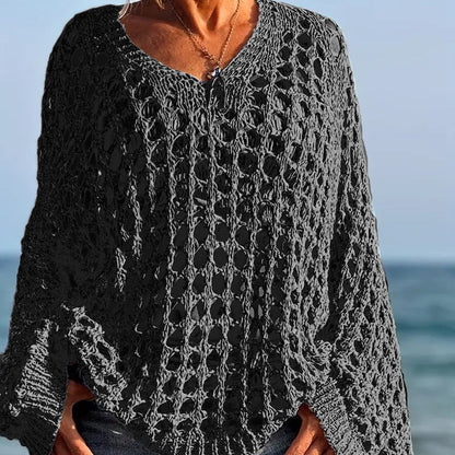 ⏳Time-Limited Special⏰Women’s Casual Solid Color Crochet Knit Top
