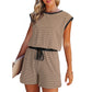 🎁Last Day Sale 50% OFF🔥Women's striped top with long sleeves Shorts 2-piece set