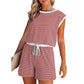 🎁Last Day Sale 50% OFF🔥Women's striped top with long sleeves Shorts 2-piece set