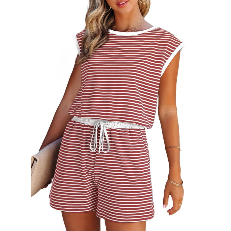 🎁Last Day Sale 50% OFF🔥Women's striped top with long sleeves Shorts 2-piece set