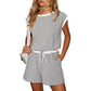 🎁Last Day Sale 50% OFF🔥Women's striped top with long sleeves Shorts 2-piece set
