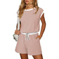 🎁Last Day Sale 50% OFF🔥Women's striped top with long sleeves Shorts 2-piece set