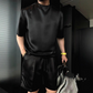 ⏳2025 Hot Sale 50% OFF🔥High Quality Men's Mercerized Cotton Casual Solid Color Top and Shorts Two-Piece Set【Loose fit, suitable for all occasions】