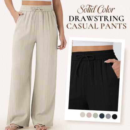 🔥🔥LAST DAY SALE 50% OFF👍✨ Lightweight Linen Pants Solid Color Drawstring Casual Pants -🥰Breathable & Skin-Friendly