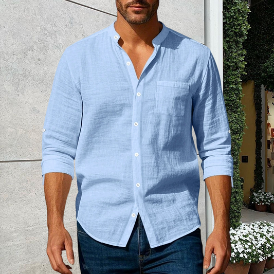 💎 50% OFF! 💎 Men's Linen Long Sleeve Stand Collar Shirt