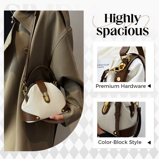 👜 LIMITED-TIME 50% OFF! ✨ Color-Blocked Shoulder Bag – PU Leather, Multiple Carrying Options, Metal Hardware ✨