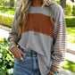 🍂 Easy Everyday Comfort | Women's Color-Block Striped Long-Sleeve Tunic Top