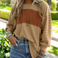 🍂 Easy Everyday Comfort | Women's Color-Block Striped Long-Sleeve Tunic Top