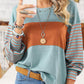🍂 Easy Everyday Comfort | Women's Color-Block Striped Long-Sleeve Tunic Top