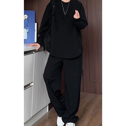 🔥2025 Hot Sale 50% Off🔥False Two-Piece V-Neck Shirt & Pants Set