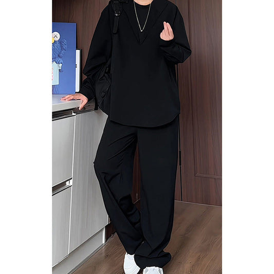 🔥2025 Hot Sale 50% Off🔥False Two-Piece V-Neck Shirt & Pants Set