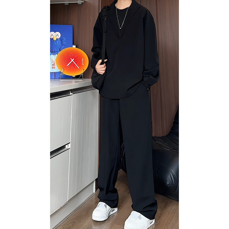 🔥2025 Hot Sale 50% Off🔥False Two-Piece V-Neck Shirt & Pants Set