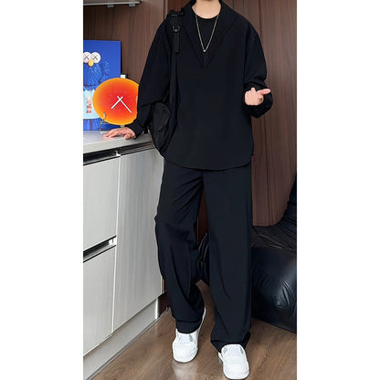 🔥2025 Hot Sale 50% Off🔥False Two-Piece V-Neck Shirt & Pants Set