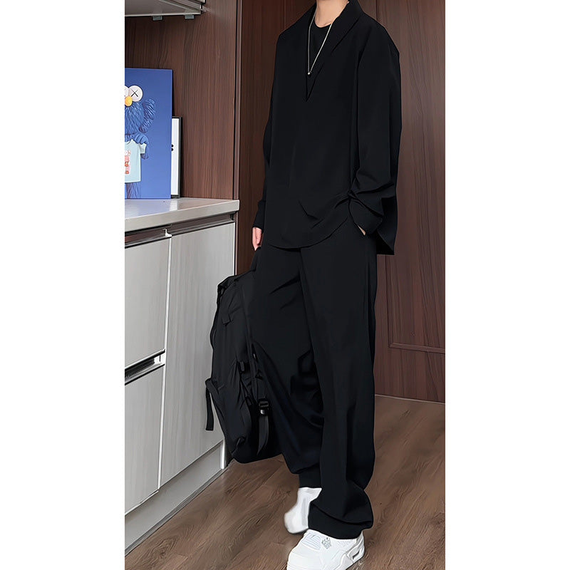 🔥2025 Hot Sale 50% Off🔥False Two-Piece V-Neck Shirt & Pants Set