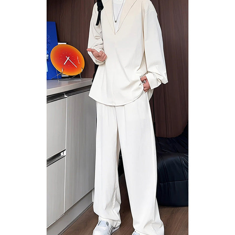 🔥2025 Hot Sale 50% Off🔥False Two-Piece V-Neck Shirt & Pants Set