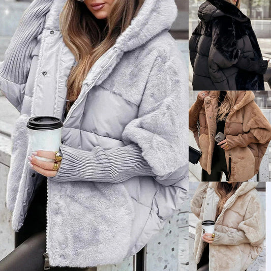 🔥Winter Pre-warming - Huge Discounts🔥Luxury Women's Oversized Knitted Puffer Coat – Winter Must-Have with Patchwork Design & Maximum Warmth!
