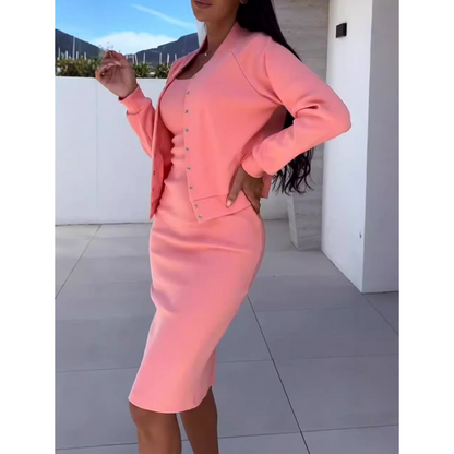 💎 50% OFF! 💎 Spaghetti Strap Bodycon Dress & Jacket Set – Curve-Hugging Fit, 5 Colors & Effortless Day-to-Night Style 🌸👗