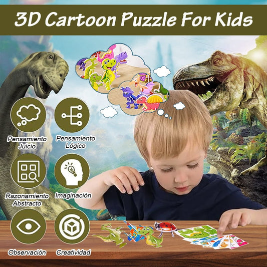 🦖 50% OFF! 🧩 EDUCATIONAL 3D PUZZLE - 50-Piece Cartoon Dinosaur Set with Vibrant Colors, Develops Creativity & Spatial Thinking for Ages 4+ 🎨✨