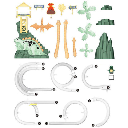 🦖 50% OFF NOW! 🎁 Electric Dual Track Dinosaur Slide - Interactive Toy with Changing Tracks & LED Lights, Encourages Crawling & Motor Skills for Toddlers 🏠⚡