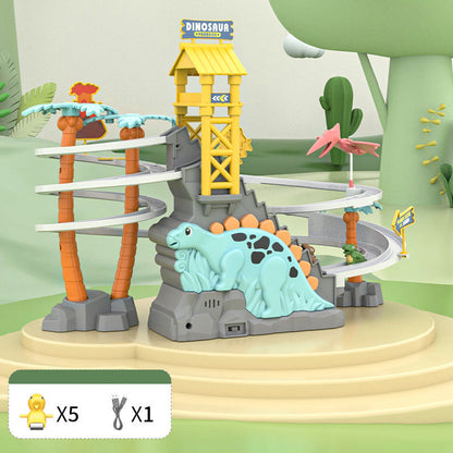 🦖 50% OFF NOW! 🎁 Electric Dual Track Dinosaur Slide - Interactive Toy with Changing Tracks & LED Lights, Encourages Crawling & Motor Skills for Toddlers 🏠⚡