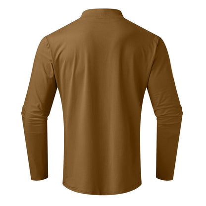 👕 50% OFF NOW! ✨ Men's High Neck Slim Fit T-Shirt - Stretchy & Breathable Fabric, Modern Style for Gym or Casual Wear 🏃‍♂️📦