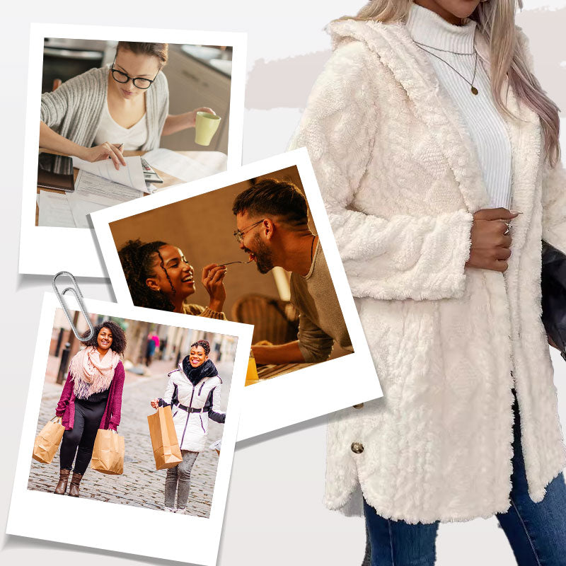 🍁New Fall Collection-Women's Warm Diamond Pattern Hooded Jacket