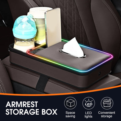 🔥2025 HOT SALE --50% OFF🔥Armrest Storage Box with LED Ambient Lighting