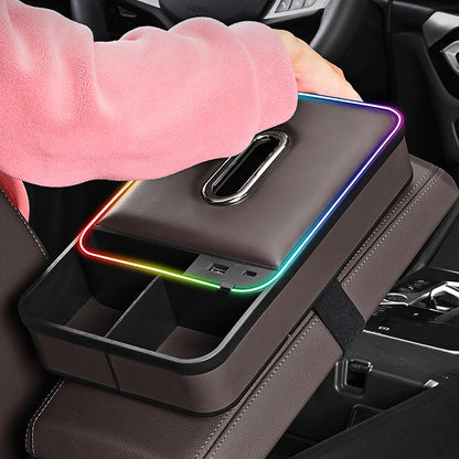 🔥2025 HOT SALE --50% OFF🔥Armrest Storage Box with LED Ambient Lighting