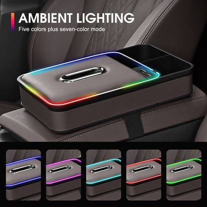 🔥2025 HOT SALE --50% OFF🔥Armrest Storage Box with LED Ambient Lighting
