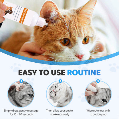 🐾 BUY 2 GET 1 FREE! ✨ Pet Ear Cleaner - Gentle Formula with Soothing Aloe for Dogs & Cats, Prevents Infections & Odor 🌿👂