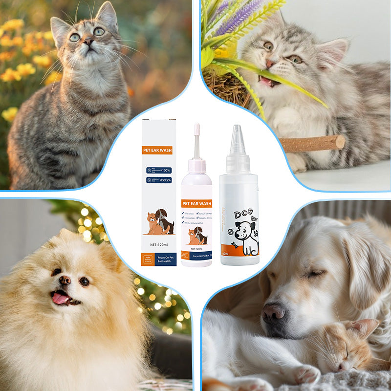 🐾 BUY 2 GET 1 FREE! ✨ Pet Ear Cleaner - Gentle Formula with Soothing Aloe for Dogs & Cats, Prevents Infections & Odor 🌿👂