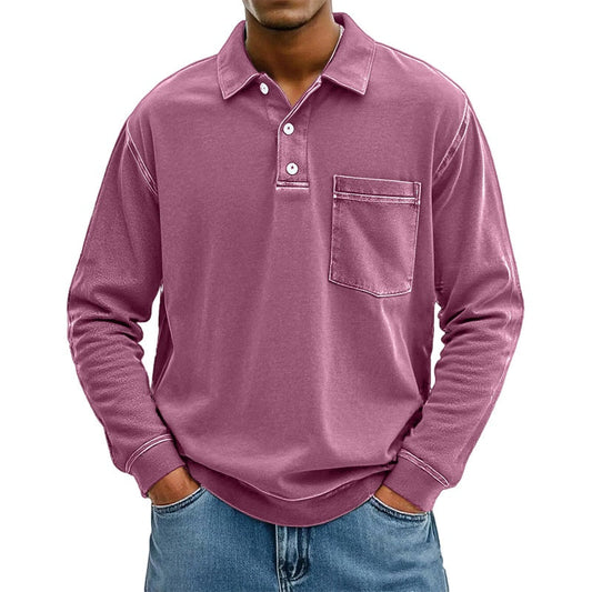 👔 Easy Style, Everyday Comfort | Men's Cotton Long-Sleeve Shirt with Pocket