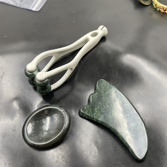 💥Best Selling Items 50% Off - Natural Stone Massage Set: Scraper Board, Finger Clamps, and Egg-Shaped Massager