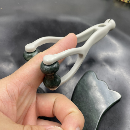 💥Best Selling Items 50% Off - Natural Stone Massage Set: Scraper Board, Finger Clamps, and Egg-Shaped Massager