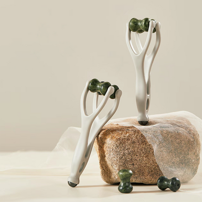 💥Best Selling Items 50% Off - Natural Stone Massage Set: Scraper Board, Finger Clamps, and Egg-Shaped Massager