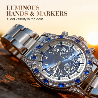 📢📢50 % OFF !!🎅【🎁The best gift for father🎁】🎄TINAIBIN Twelve Zodiac Signs & Starry Sky Diamond Automatic Skeleton Men's Watch