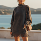 🍂 Vintage Suede Style | Turtleneck Tassel-Hem Pocket Dress