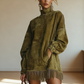 🍂 Vintage Suede Style | Turtleneck Tassel-Hem Pocket Dress