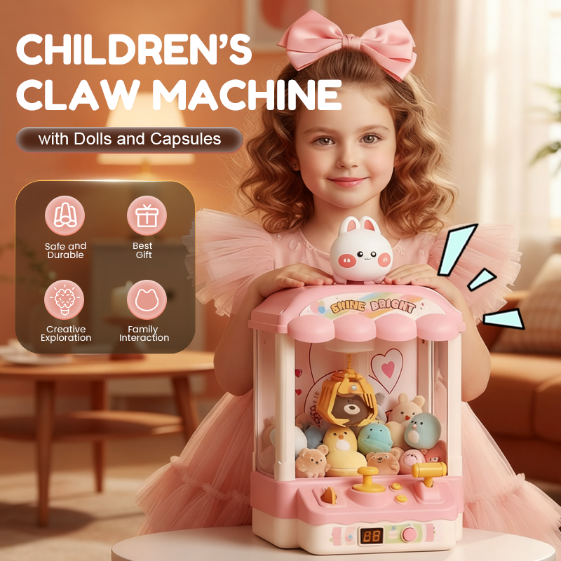 🐾 Cute Animal Claw Machine for Kids 🎉 Includes Plush Toys & Capsule Toys – Hours of Fun! 🧸