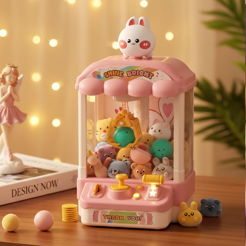 🐾 Cute Animal Claw Machine for Kids 🎉 Includes Plush Toys & Capsule Toys – Hours of Fun! 🧸