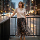 ✨ Effortless Elegance | Women's Knit Top & Leopard Flowy Skirt 2-Piece Set