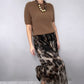✨ Effortless Elegance | Women's Knit Top & Leopard Flowy Skirt 2-Piece Set