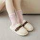3 Pairs Women's Plush Mink Socks with Bow Embroidery