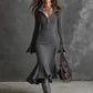 🍁New Fall Collection-Women's Zipper Lapel Flare Sleeve Knit Fishtail Dress