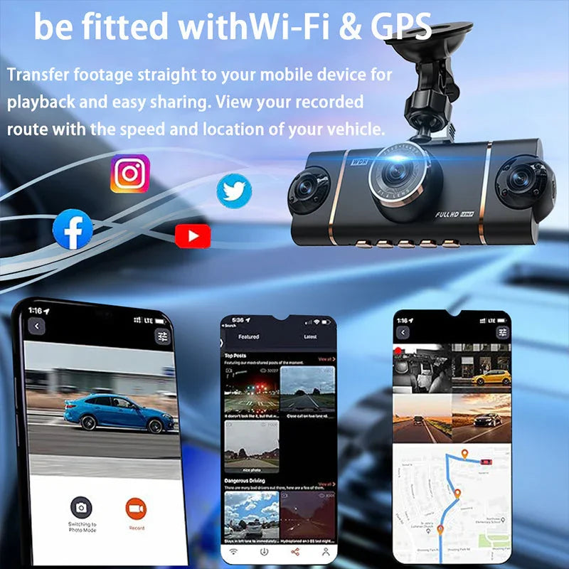 🏆50% Off!🚗4-Channel HD Dashcam with Front Interior Rear Recording🎥