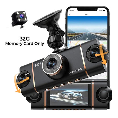 🏆50% Off!🚗4-Channel HD Dashcam with Front Interior Rear Recording🎥
