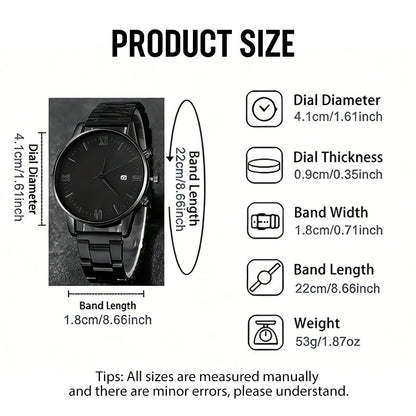 🎉💰 50% off ⚡ Men's Minimalist Quartz Watch with Date – All-Black Stainless Steel, Roman Dial & Precision Timekeeping! ⌚🖤