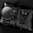🎉💰 50% off ⚡ Men's Minimalist Quartz Watch with Date – All-Black Stainless Steel, Roman Dial & Precision Timekeeping! ⌚🖤
