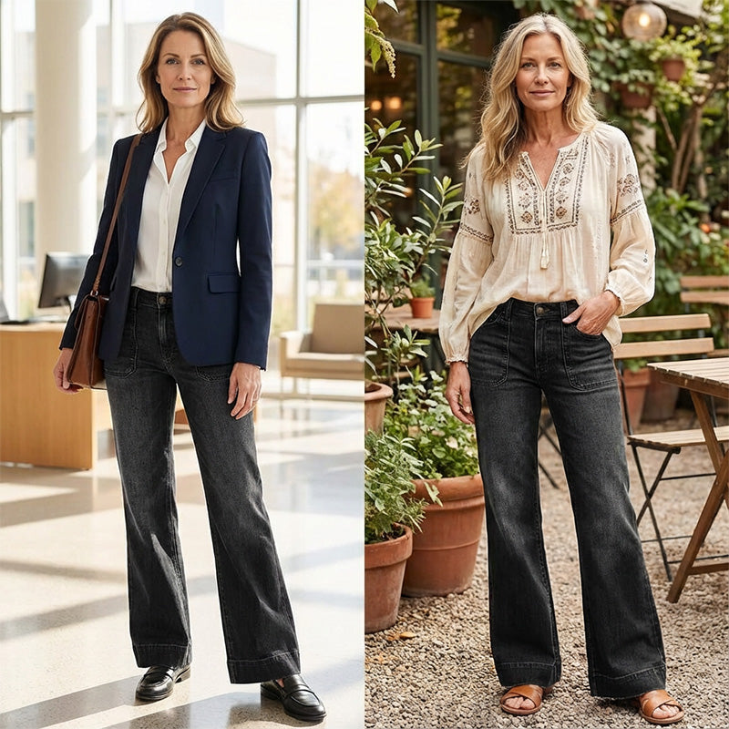 ⏰ 50% OFF NOW! 👖 Women's Retro Flare Jeans – Stretch Denim, Functional Pockets & Vintage High-Waist Fit 🌟