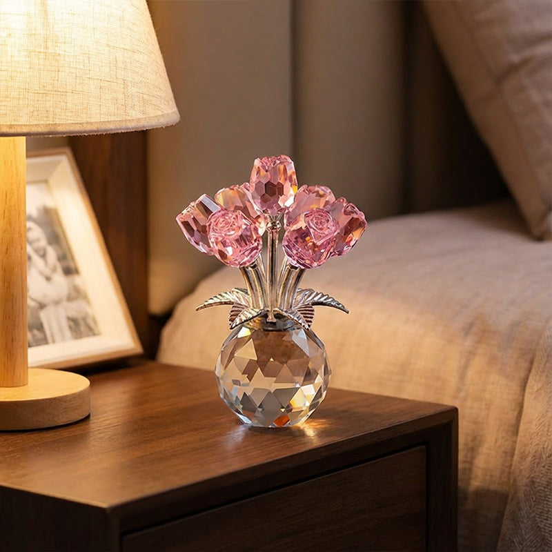 💖Valentine's Day Special: 50% OFF🌹Everlasting Crystal Rose Flower Figurine in Vase🌸